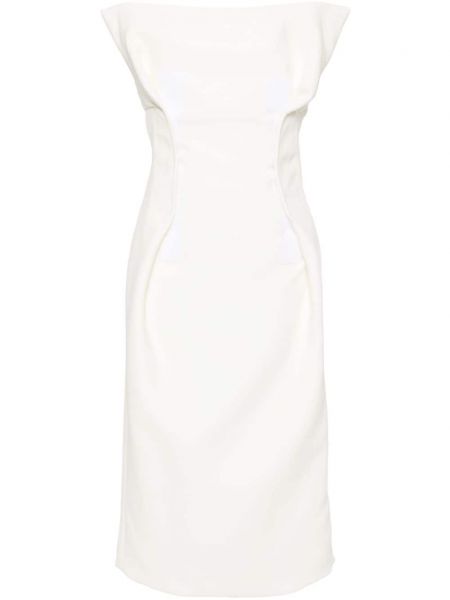 Πλισέ κοκτέιλ φόρεμα Sportmax λευκό