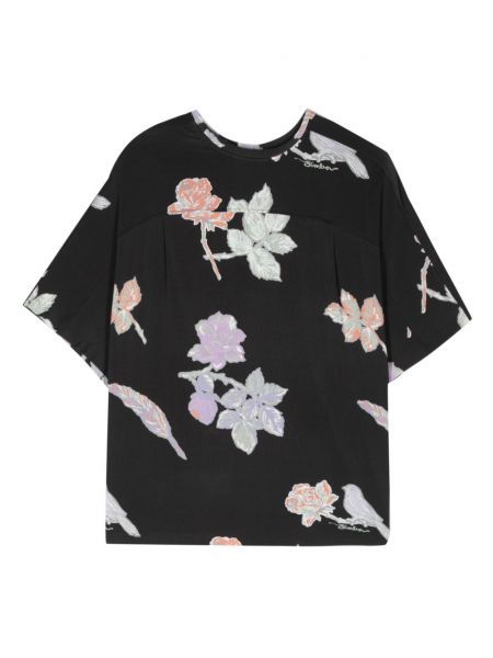 T-krekls ar ziediem ar apdruku Bimba Y Lola melns