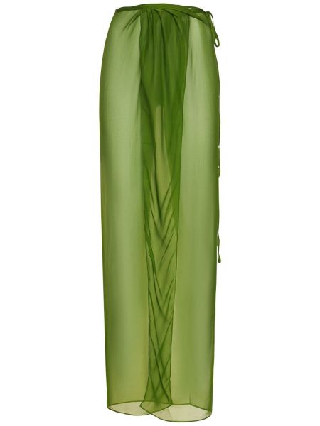 Šifonová hodvábna dlhá sukňa Christopher Esber zelená