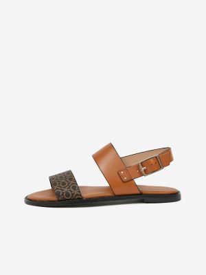 Kožené sandály Calvin Klein hnědé