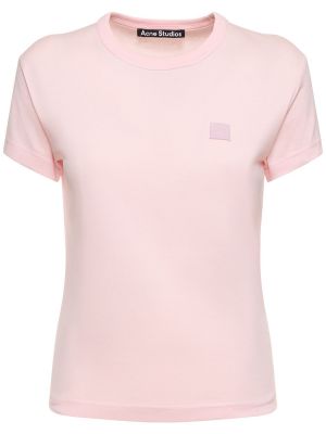 Памучна тениска от джърси Acne Studios розово