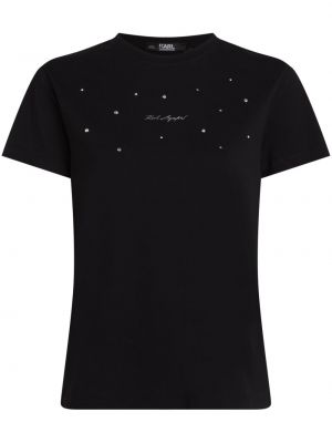 T-shirt aus baumwoll mit print Karl Lagerfeld schwarz