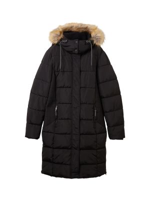 Пухено зимно палто Tom Tailor черно