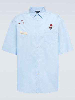 Camicia ricamata di cotone Undercover blu