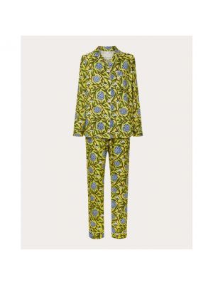 Pijama de algodón con estampado Philippa 1970 amarillo