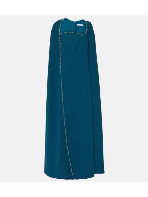 Robe longue à imprimé en crêpe Safiyaa bleu