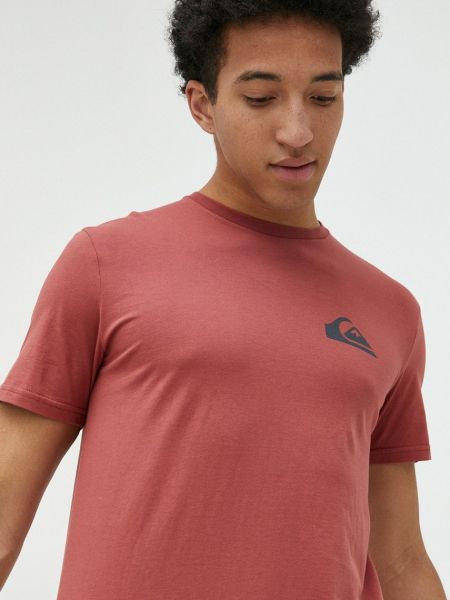Памучна тениска с дълъг ръкав Quiksilver винено червено