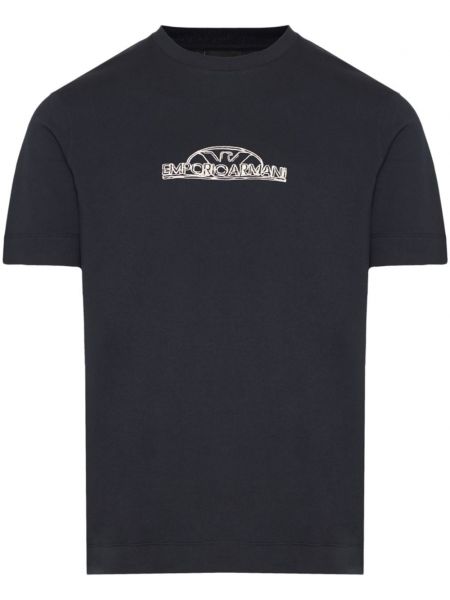 T-shirt en coton à imprimé Emporio Armani bleu