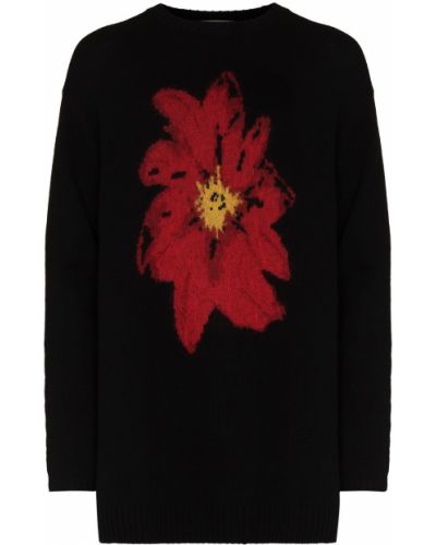 Jersey de flores de tela jersey Yohji Yamamoto negro