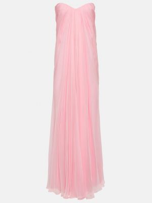 Шифоновое платье с драпировкой Alexander Mcqueen розовое