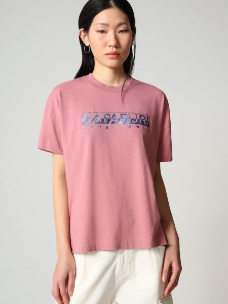 Koszulka z nadrukiem Napapijri różowa