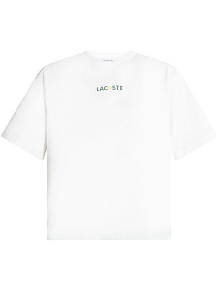 Βαμβακερή μπλούζα Lacoste λευκό