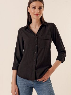 Polo marškinėliai su kišenėmis By Saygı juoda