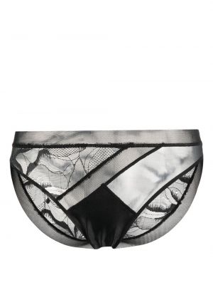 Chiloți cu model floral transparente din dantelă Calvin Klein negru