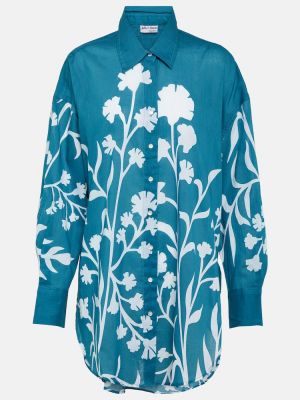 Gėlėta medvilninė marškiniai Juliet Dunn mėlyna