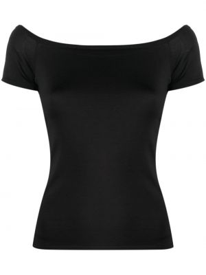 Svilena srajca z ladjastim izrezom Ralph Lauren Collection črna