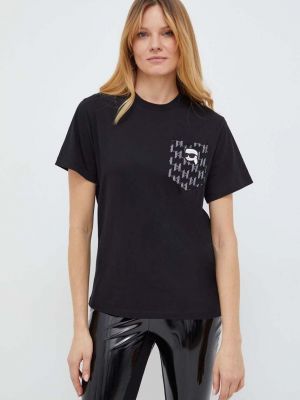 Памучна тениска Karl Lagerfeld черно