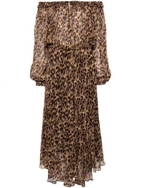 Maksi haljina s printom Marant Etoile smeđa