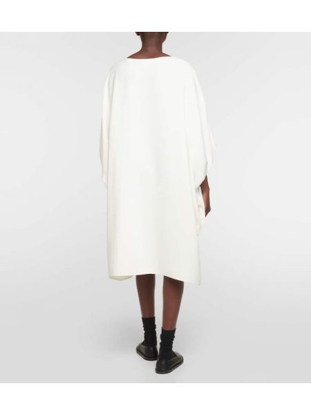 Oversized μεταξωτή μάλλινη μίντι φόρεμα The Row λευκό
