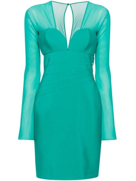 Κοκτέιλ φόρεμα με διαφανεια Genny πράσινο