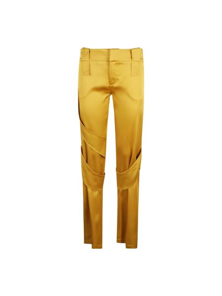 Satynowe proste spodnie Blumarine żółte