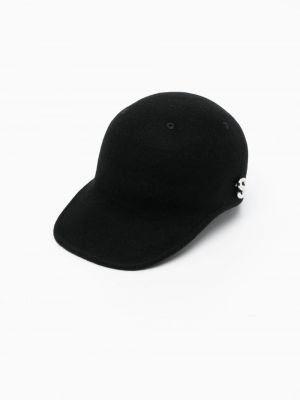 Czarna czapka z daszkiem wełniana Sacai
