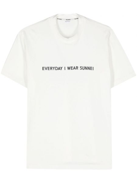 T-shirt brodé en coton Sunnei blanc