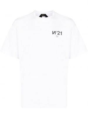 Памучна тениска с принт N°21 бяло