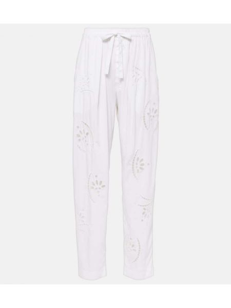 Pantalones rectos con bordado bootcut Isabel Marant blanco