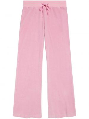 Zamatové teplákové nohavice Balenciaga ružová