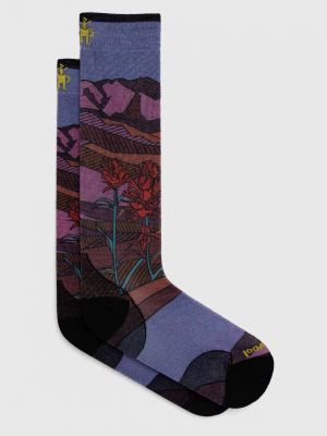 Květinové ponožky s potiskem Smartwool fialové