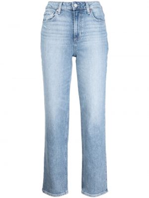 Klasické bavlněné straight fit džíny na zip Paige - modrá