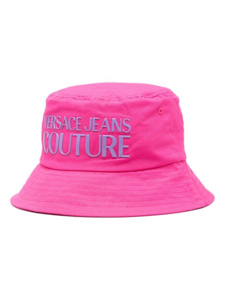 Bavlněný kýblový klobouk Versace Jeans Couture růžový