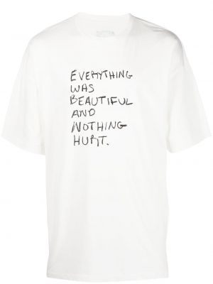 T-shirt avec imprimé slogan en coton à imprimé Oamc blanc