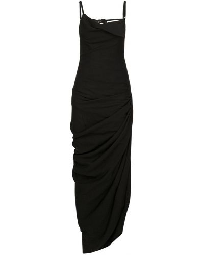 Viskózové dlouhé šaty Jacquemus černé