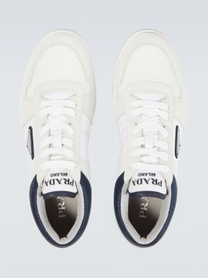 Νάιλον δερμάτινα sneakers Prada λευκό