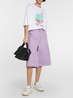 Shorts taille haute en coton Acne Studios violet