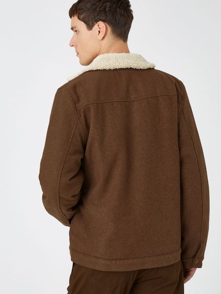 Куртка на молнии с карманами Koton коричневая