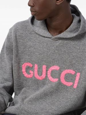 Vlněná mikina s kapucí s výšivkou Gucci