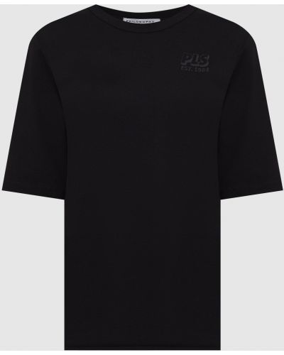 Черная футболка с вышивкой Philosophy Di Lorenzo Serafini