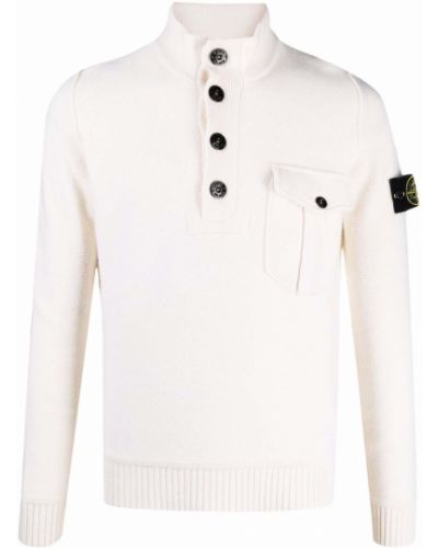 Jersey con botones de tela jersey Stone Island blanco
