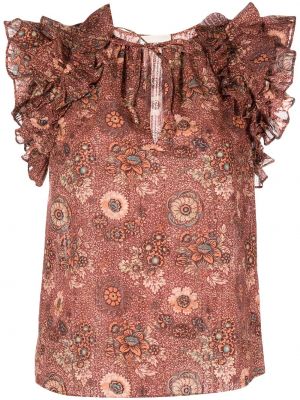 Trykt floral bluse Ulla Johnson oransje