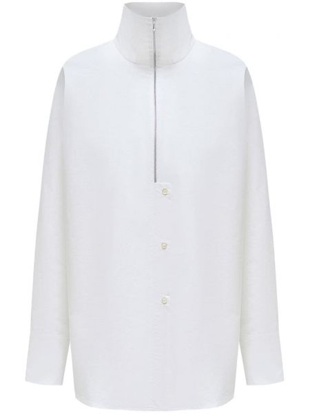 Βαμβακερό πουκάμισο με φερμουάρ 12 Storeez λευκό