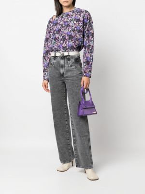 Jedwabna bluzka w kwiatki z nadrukiem Isabel Marant fioletowa