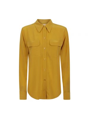 Jedwabna koszula z długim rękawem Equipment żółta