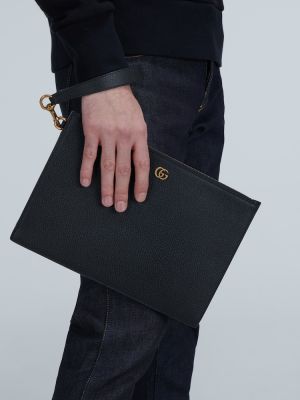 Usnjena usnjena denarnica Gucci črna