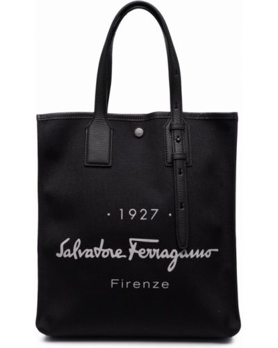 Shopper handtasche mit print Ferragamo schwarz
