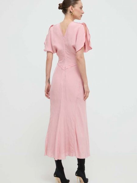 Dlouhé šaty Victoria Beckham růžové
