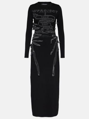 Памучна макси рокля от джърси Y Project сиво