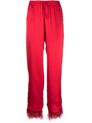 Pantaloni dritti con piume Simonetta Ravizza rosso